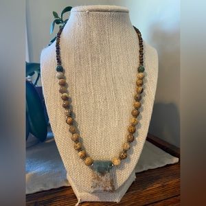 Gemstone statement necklace with India Agate, Picture Jasper, and Tigereye